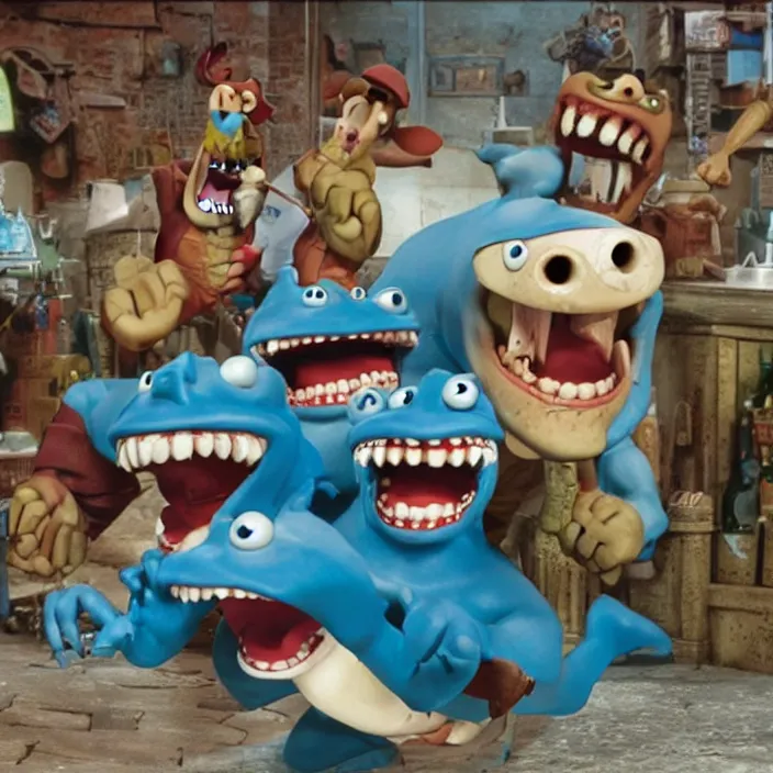 Image similar to street sharks in wallace & gromit