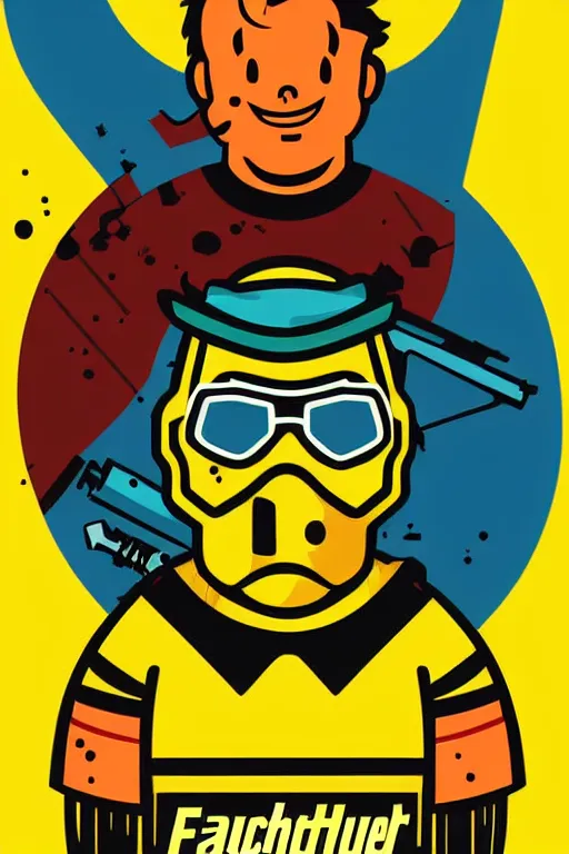 Image similar to fallout 7 6 retro futurist illustration art by butcher billy, sticker, colorful, illustration, highly detailed, simple, smooth and clean vector curves, no jagged lines, vector art, smooth andy warhol style