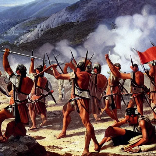 Image similar to the battle of thermopylae, historical photo, official archives