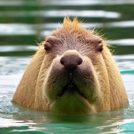 Prompt: Capybara in a swimming pool full of pineapples