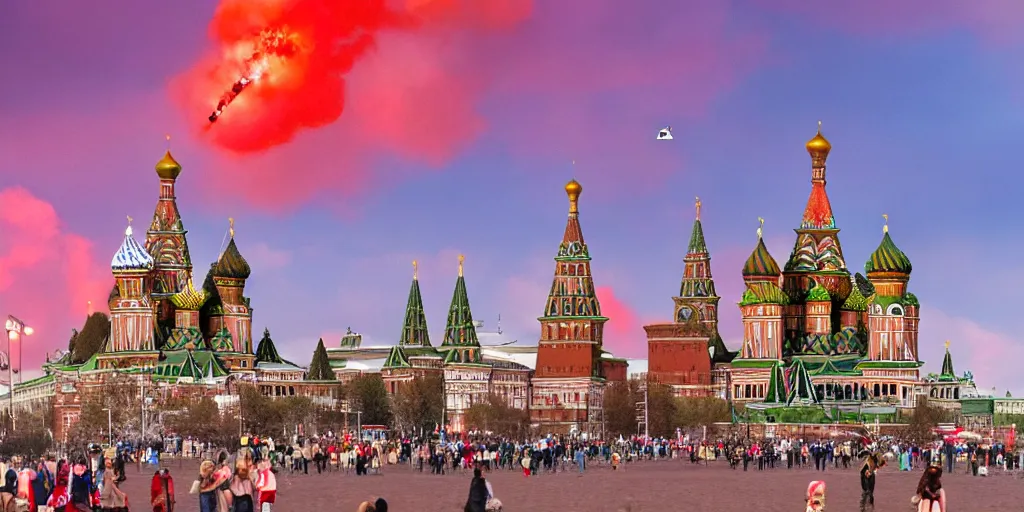 Prompt: missile falling on Red Square in Moscow, detailed, 4k