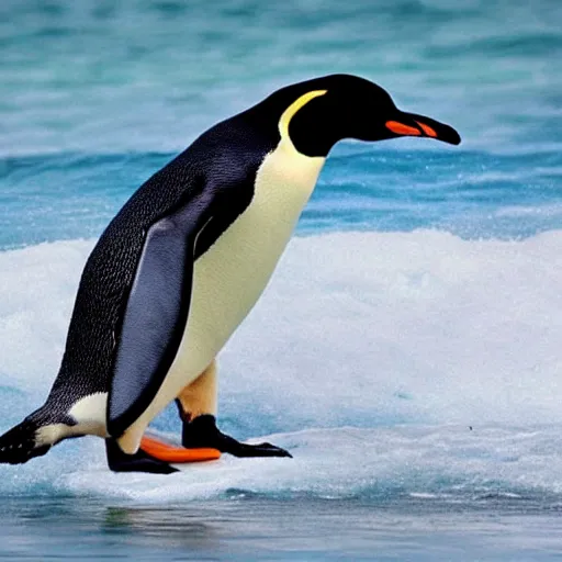 Image similar to Penguin surfing,