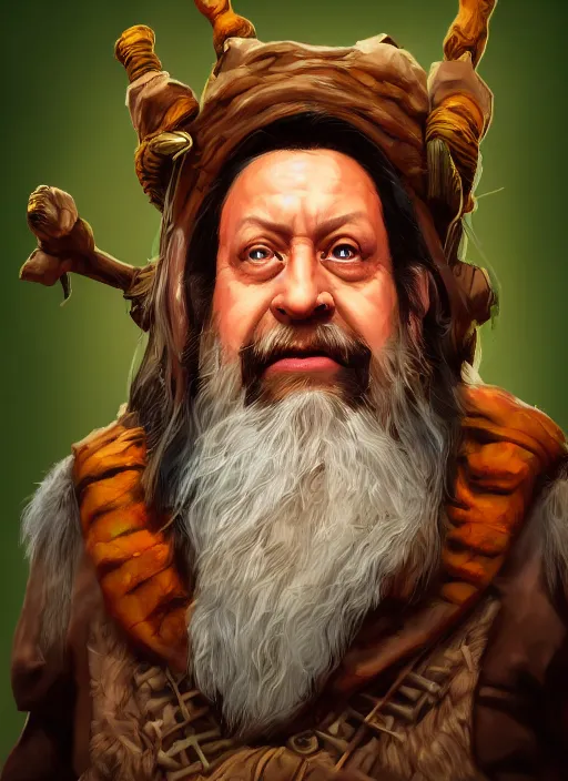 Image similar to A fantasy comic book style portrait painting of rob schneider as a dwarf druid, unreal 5, DAZ, hyperrealistic, octane render, RPG portrait, dynamic lighting