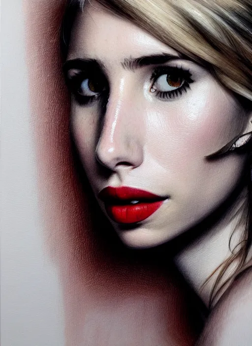 Image similar to close up portrait of emma roberts, oil painting by tomasz jedruszek, cinematic lighting, pen and ink, intricate line, hd, 4 k, million of likes, trending on artstation