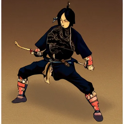 Heroic Black Samurai in PixarThemed Battle Stance | MUSE AI