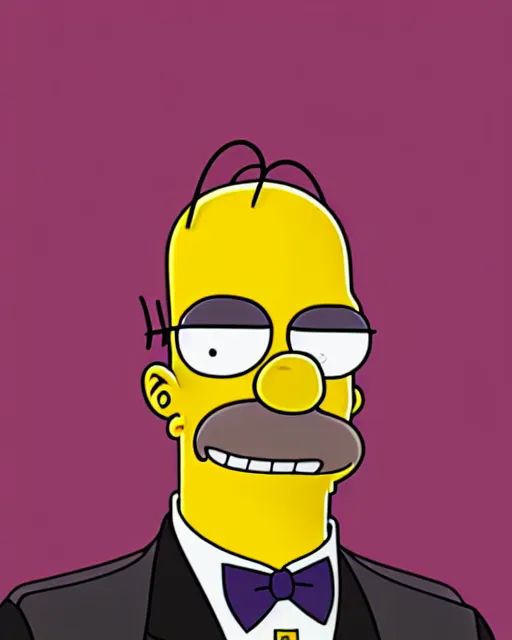 Image similar to portrait of homer simpson, artstation, trending, smooth, focus, art by matt greoning, wes archer