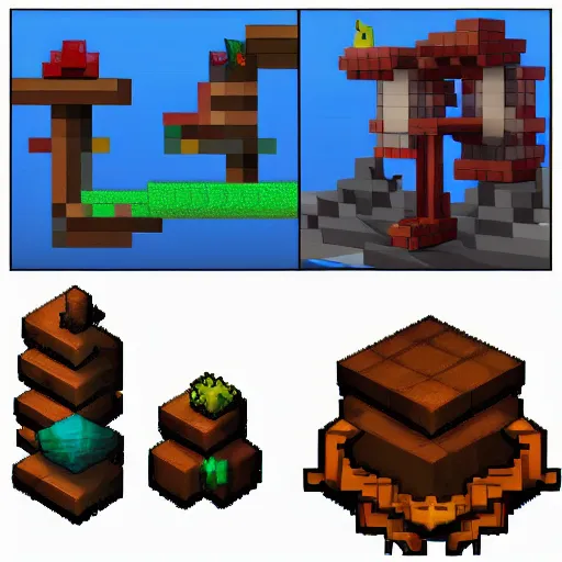 Image similar to pixel art 3 d game props, clean, artstation