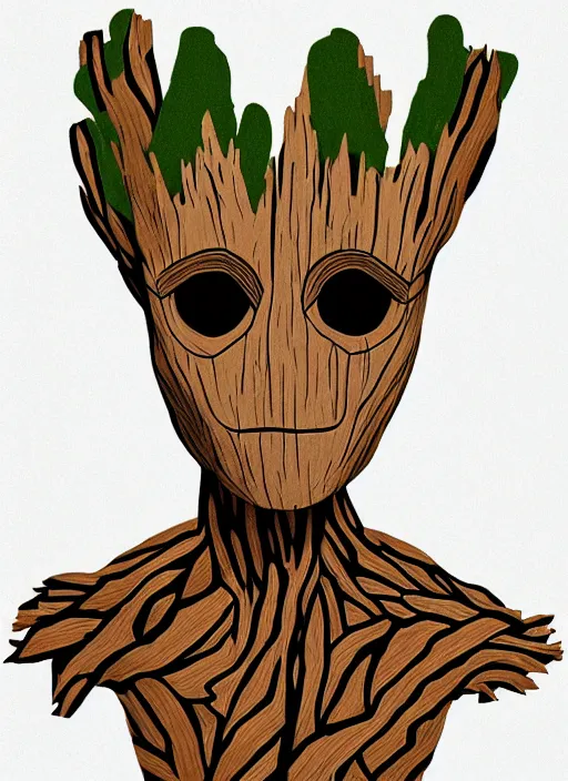 Prompt: symmetry!! portrait of groot, minimalist