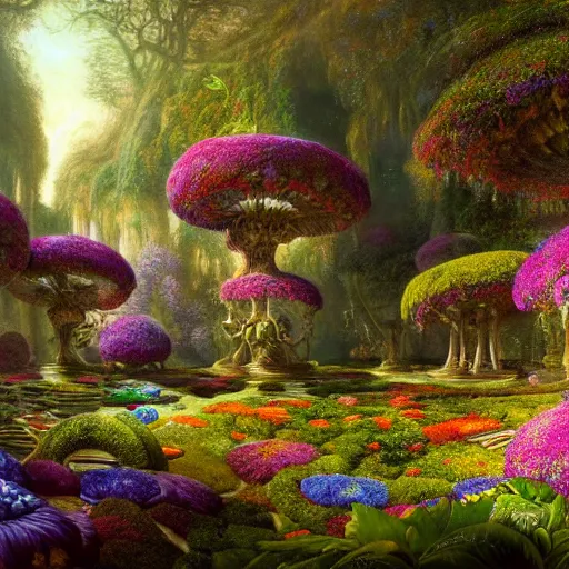 a beautiful matte painting of a alice garden in the, Stable Diffusion