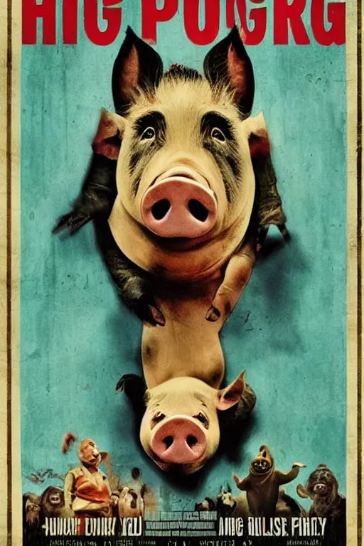 Image similar to a poster for a horror movie about a pig