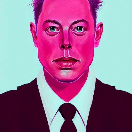 Image similar to Portrait of a hybrid of Elon Musk and pink wojak, intricate, elegant, highly detailed, digital painting, artstation, concept art, matte, sharp focus, illustration