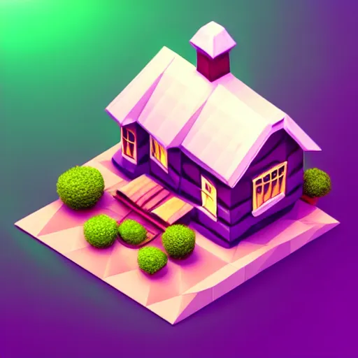 Image similar to Isometric 3D Fantasy Cute House, low poly, soft texture