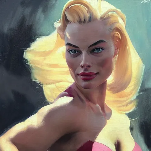 Prompt: greg manchess portrait painting of margot robbie with closed eyes as beautiful thick female bodybuilder zarya from overwatch, medium shot, asymmetrical, profile picture, organic painting, sunny day, matte painting, bold shapes, hard edges, street art, trending on artstation, by huang guangjian and gil elvgren and sachin teng