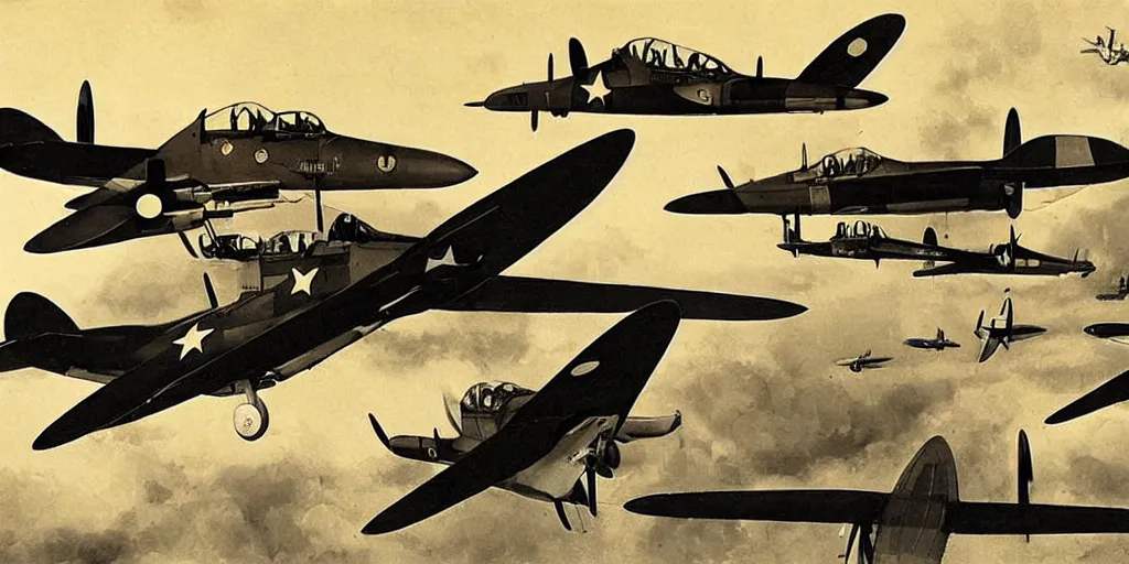 Prompt: world war two fighter planes, by tullio crali