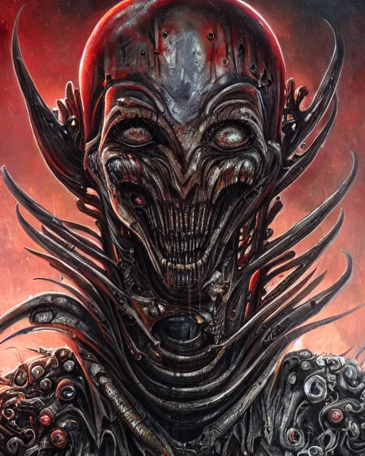 Image similar to charred bloody fleshmetal cyborg daemonhost, by antonio j. manzanedo, giger, alex grey, android jones, wayne barlowe, philippe druillet, raymond swanland, cyril rolando, josephine wall, harumi hironaka, cronenburg, trending on artstation