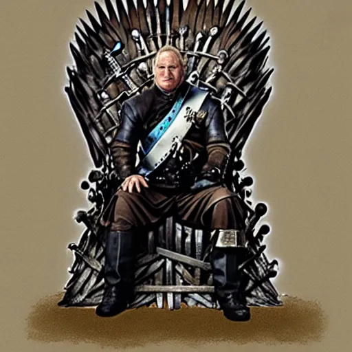 Image similar to george floyd depicted as king sitting on the iron throne, game of thrones