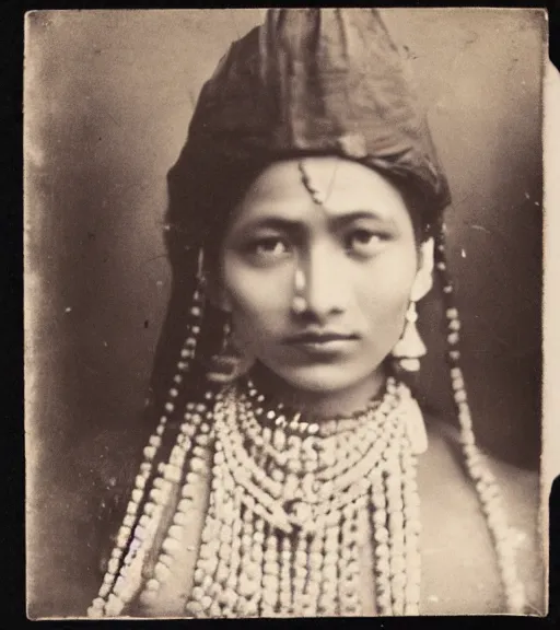 Image similar to vintage_portrait_photo_of_a_beautiful_nepalese_Victorian maiden in the himalayas