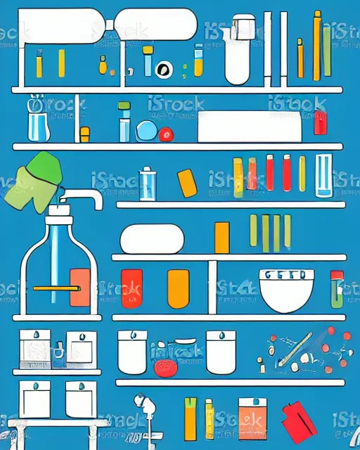 Prompt: science lab. clean cel shaded vector art. minimalist illustration art