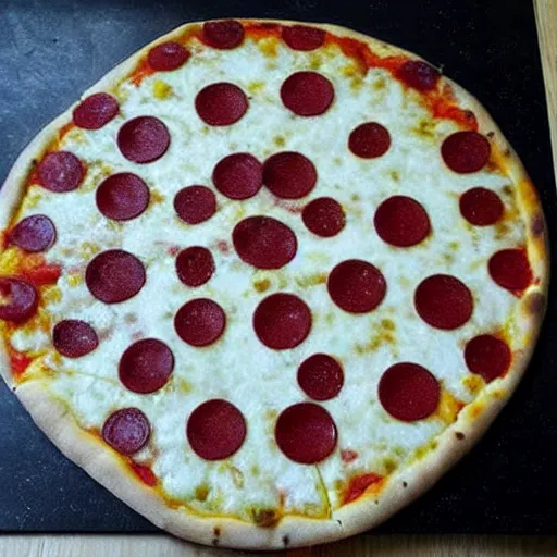 Image similar to death star that looks like a pizza