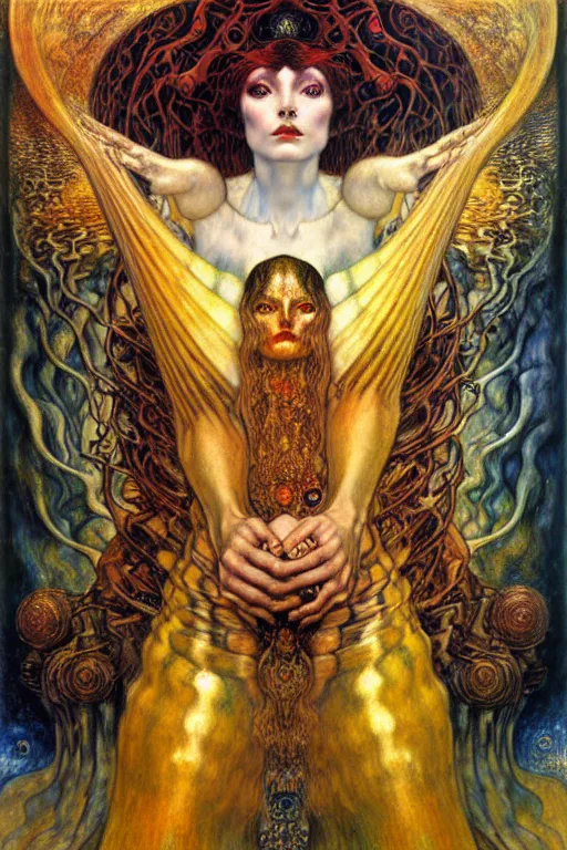 Image similar to Divine Chaos Engine by Karol Bak, Jean Delville, William Blake, Gustav Klimt, and Vincent Van Gogh, symbolist, visionary