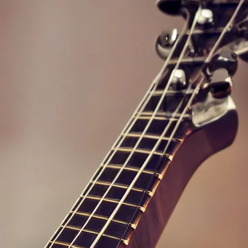 Image similar to a closeup photo of a headstock of a guitar