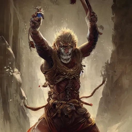 Image similar to a beautfiul award winning commission portrait of a wukong,digital art,art by greg rutkowski,character design by charles bowater,photorealistic,ross tran,hyperdetailed,detailed face,fascinating,2021,western comic style