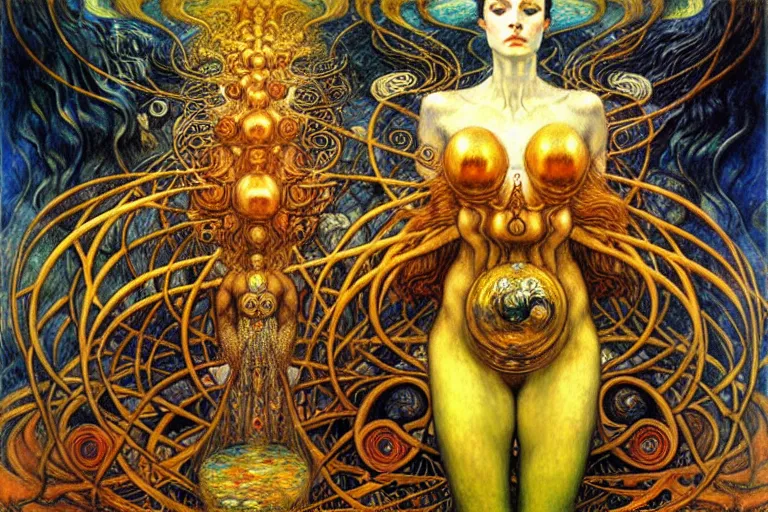 Image similar to Divine Chaos Engine by Karol Bak, Jean Delville, William Blake, Gustav Klimt, and Vincent Van Gogh, symbolist, visionary