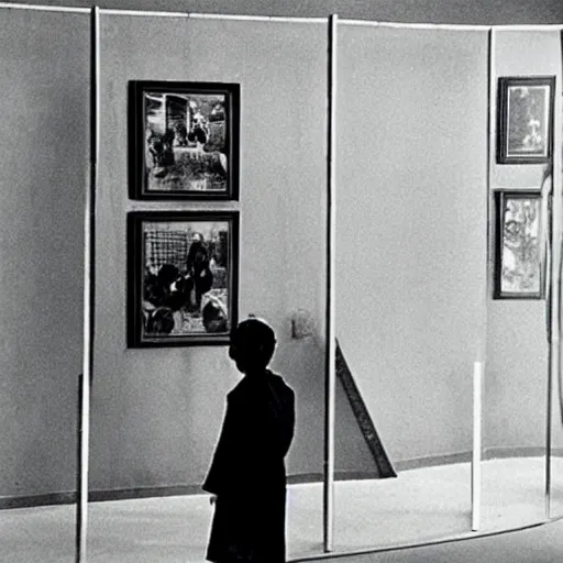 Prompt: an still picture of ethnographic object on display by jacques tati