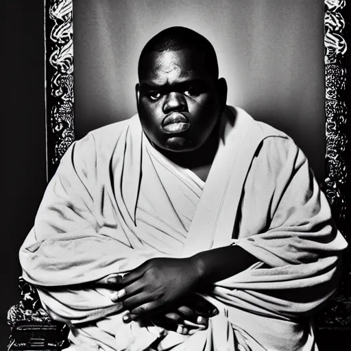 Prompt: The Notorious BIG as a Buddhist monk, award-winning photography