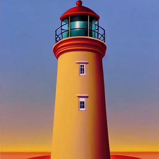 Image similar to a lighthouse illuminating the city, painting art style by kenton nelson