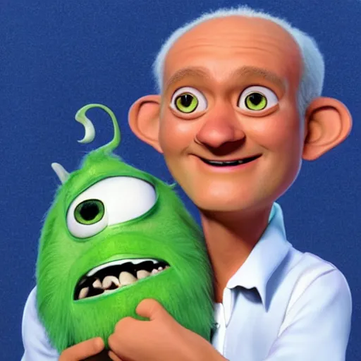 Prompt: portrait of Isaac Newton as a character in Monsters, Inc.