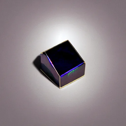 Image similar to black cube with intricate iridescent mother - of - pearl inlay