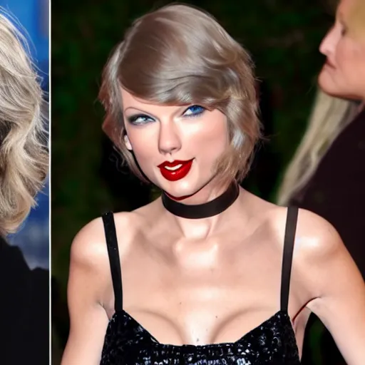 Prompt: wrinkles and gray hair on taylor swift