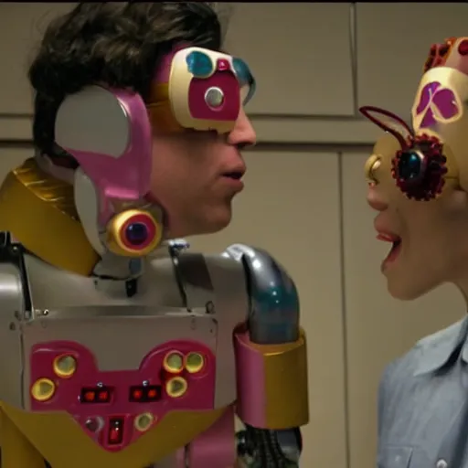 Image similar to film still the wacky robot romantic comedy 'Robot Romance' (2012)