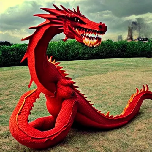 Image similar to “fire breathing dragon, made of straw”