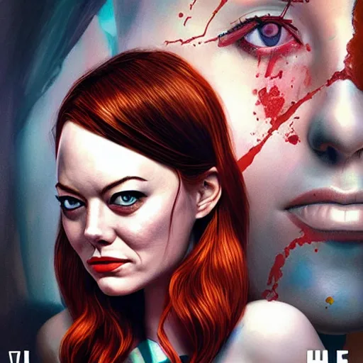 Prompt: the maniac 2 promotion poster, portrait of emma stone, trending on artstation, artgerm, hyper detailed, cinematic