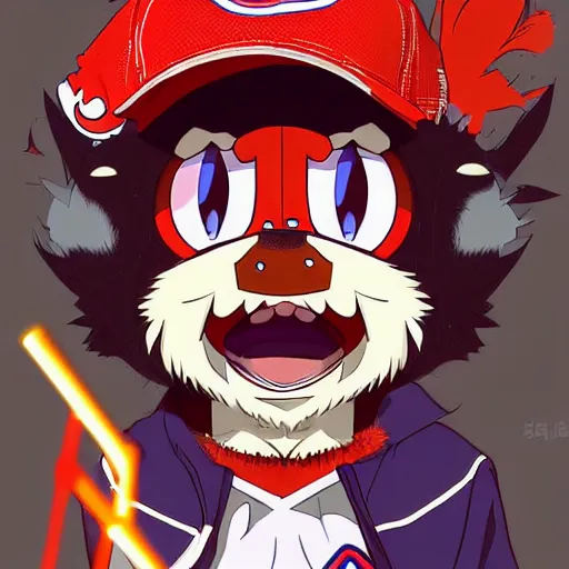 Image similar to anime Portrait of Youppi the Habs Montreal Canadiens Mascot as a very cute powerful and friendly pokemon, highly detailed anime, high evolution, 1990s, legendary, smooth, sharp focus, dynamic lighting, intricate, trending on ArtStation, illustration pokemon, art by WLOP