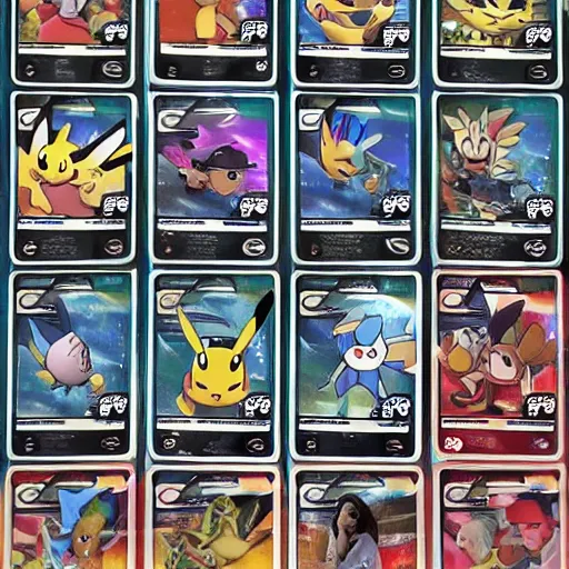 Image similar to pokemon cards with snooki, joe biden, nicki minaj, kim kardashian, osama bin laden, pokemon anime style, hd 8k image high detail, at target