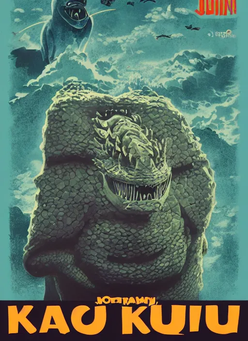 Prompt: Polish posters for kaiju film. Paper texture