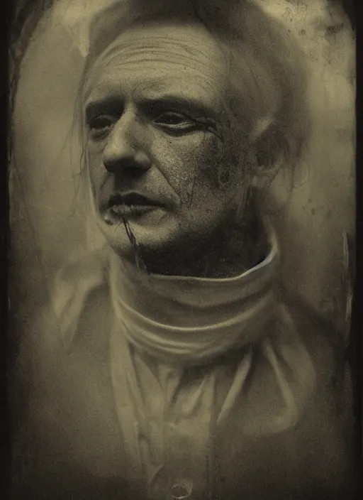 Image similar to old wet plate collodion photography portrait, hyper realistic, elegant, highly detailed, parallax, leica, medium format, by jheronimus bosch and greg rutkowski and louis jacques mande daguerre