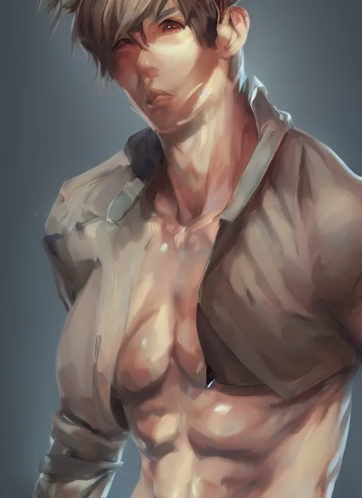 Image similar to detailed beautiful male character art, concept art, depth of field, on amino, by sakimichan patreon, wlop, weibo, lofter. com high quality art on artstation.