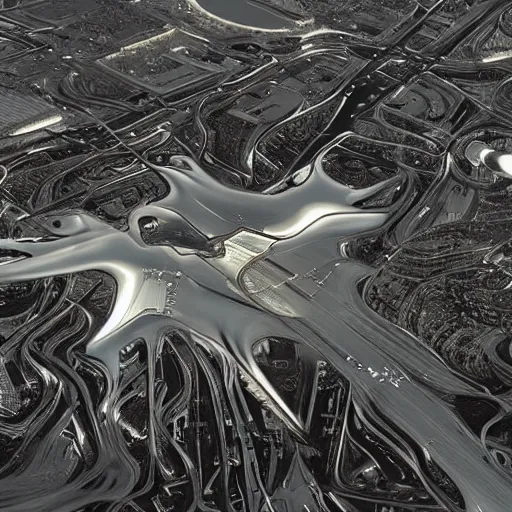 Image similar to digital sci-fi oily gloss reflection zaha hadid airport motherboard with organic forms in liquid and oil on the coronation of napoleon painting, on moon with medium size man walking with black background and digital billboard in the middle. unreal engine 5, keyshot, octane, artstation trending, by Zaha Hadid architects, by Matrix film color, high contrast pinterest black plastic, dark atmosphere pinterest tilt shift, 4k, 8k, 16k.