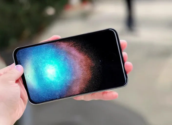 Prompt: product still of the new iphone 2 0 with a!!!!! folding transparent holographic display!!!!! in 2 0 2 9, 4 k, 8 5 mm f 1. 8