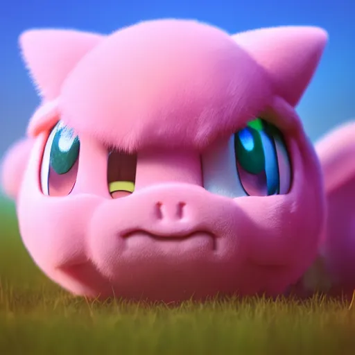 Image similar to photography of a realistic jigglypuff animal, ultra detailed, 8 k, cinematic lighting, natural background, trending on artstation, pokemon