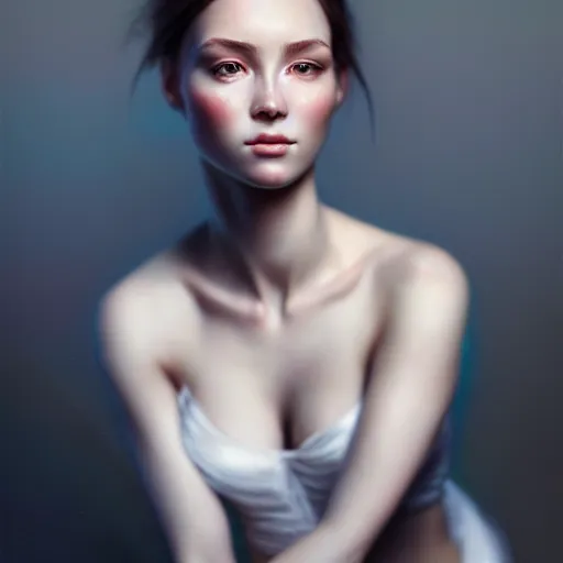 Image similar to half body portrait of tiffany, hyperrealism, beauty, intricate detail, photo by greg rutkowski, elegance, soft lighting, sharp focus