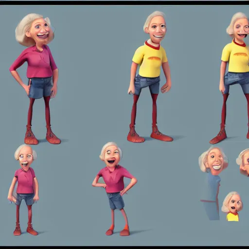 Image similar to A Mom, pixar character model sheet turnaround, studio, trending in Artstation, official media, 4K HD, by Bill Presing