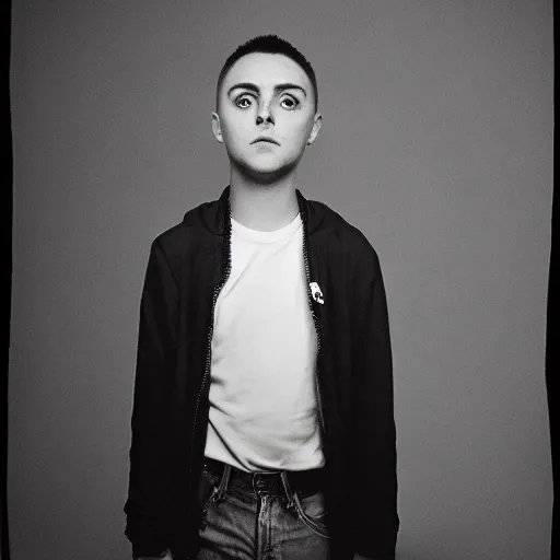 Prompt: Stewie2k, portrait, 35mm film, by Hedi Slimane