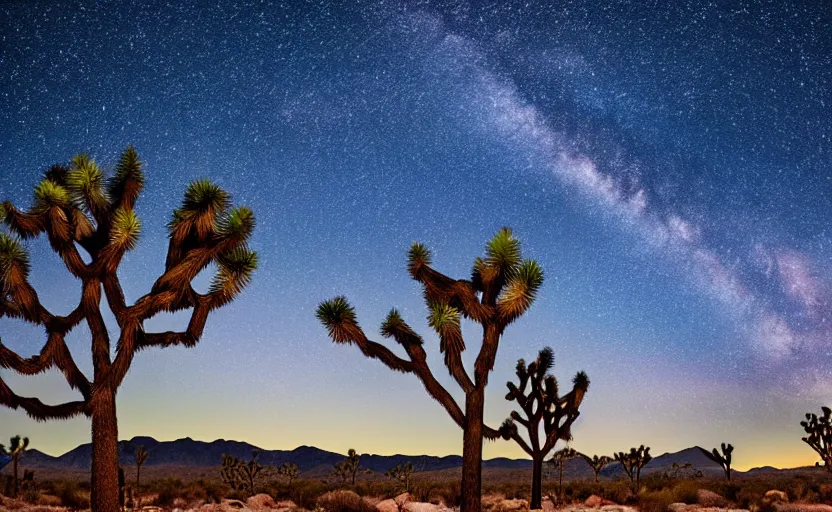 Image similar to joshua tree national park at night, anime theme