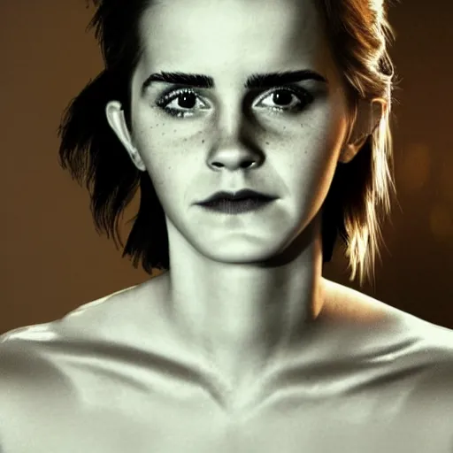 Image similar to a sleep paralysis demon that vaguely looks like emma watson