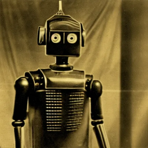 Prompt: daguerreotype of the robot in the film Metropolis by Fritz Lang reimagined by Industrial Light and Magic